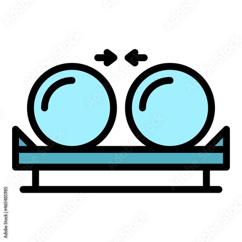 Physics experience two balls icon. Outline physics experience two balls vector icon color flat isolated