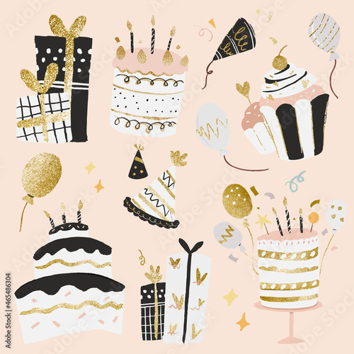 Celebration party sticker vector set