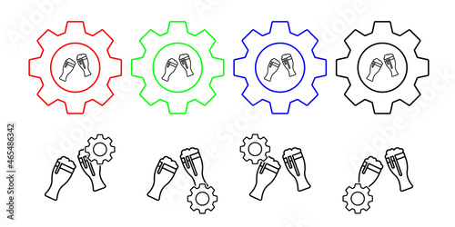 Hand, injection, addictions vector icon in gear set illustration for ui and ux, website or mobile application
