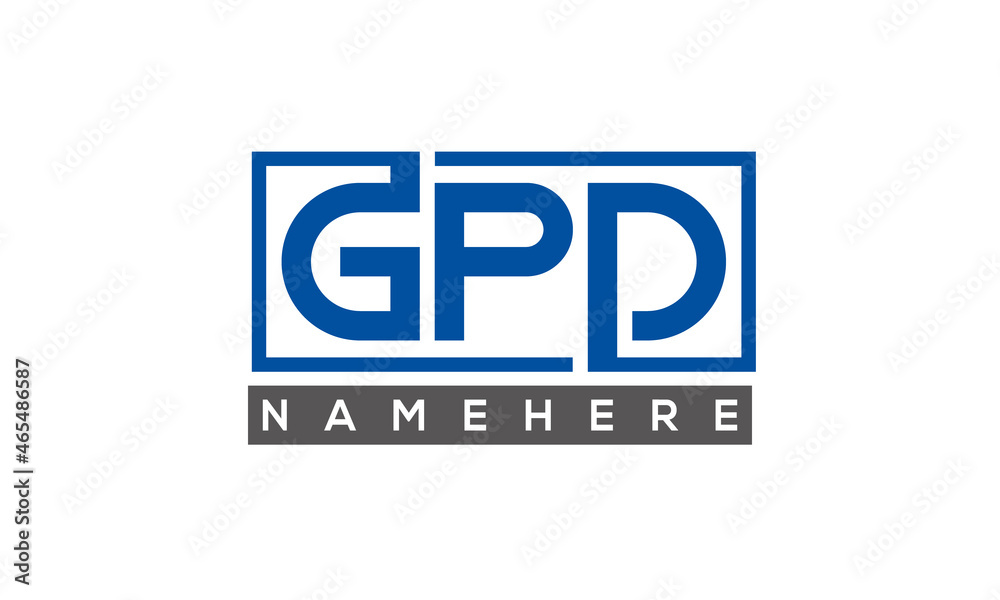 GPD Letters Logo With Rectangle Logo Vector GPD Letters Logo With Rectangle Logo Vector