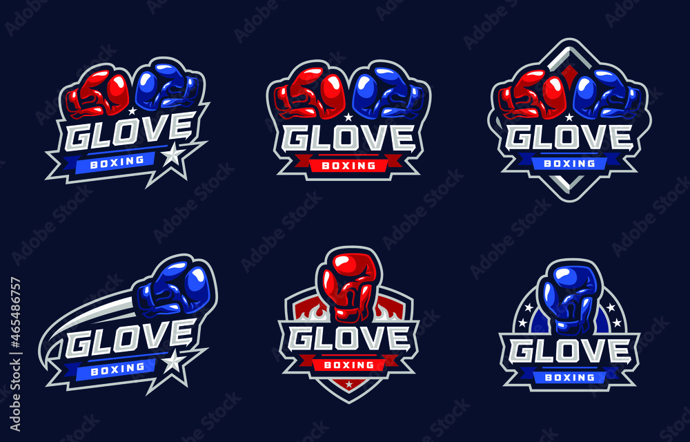 Glove boxing sport logo set