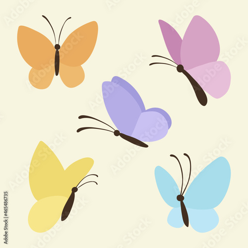 Canvas Print Pastel butterfly sticker, design element vector set