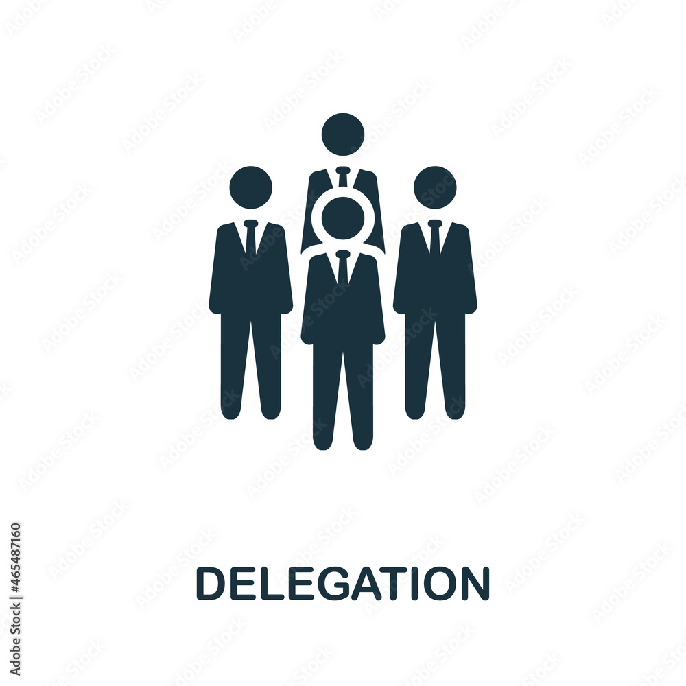 Delegation icon. Monochrome simple element from leadership collection. Creative Delegation icon for web design, templates, infographics and more Delegation icon. Monochrome simple element from leadership collection. Creative Delegation icon for web design, templates, infographics and more