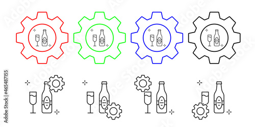 Wine, addictions, goblet vector icon in gear set illustration for ui and ux, website or mobile application
