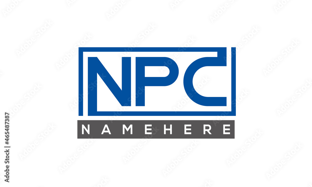 NPC Letters Logo With Rectangle Logo Vector NPC Letters Logo With Rectangle Logo Vector