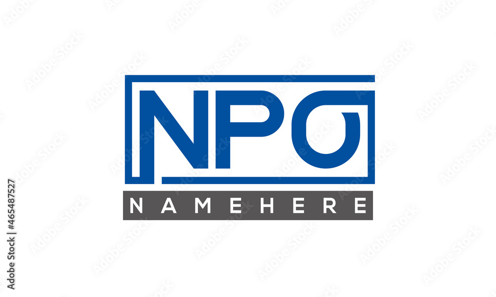 NPO Letters Logo With Rectangle Logo Vector NPO Letters Logo With Rectangle Logo Vector