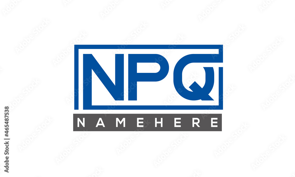 NPQ Letters Logo With Rectangle Logo Vector NPQ Letters Logo With Rectangle Logo Vector