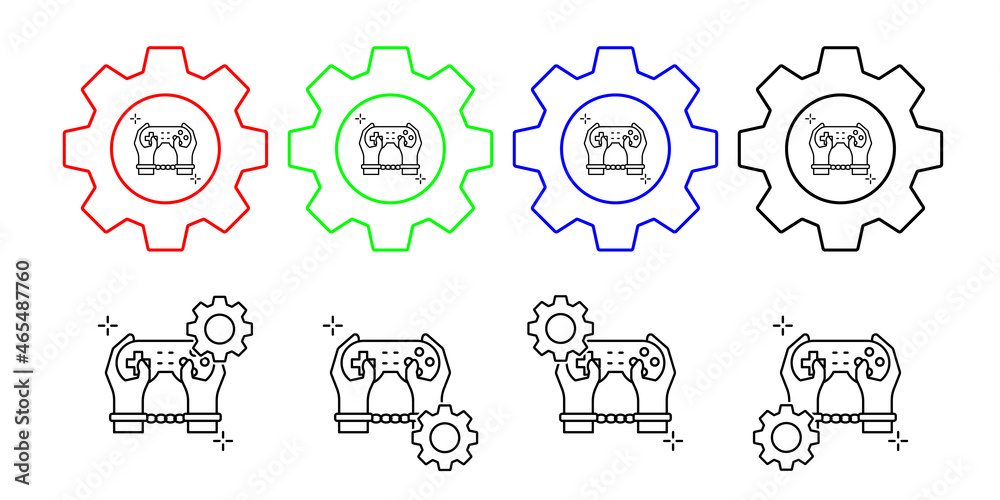 Video games, addictions vector icon in gear set illustration for ui and ux, website or mobile application Video games, addictions vector icon in gear set illustration for ui and ux, website or mobile application