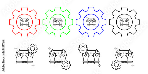 Video games, addictions vector icon in gear set illustration for ui and ux, website or mobile application