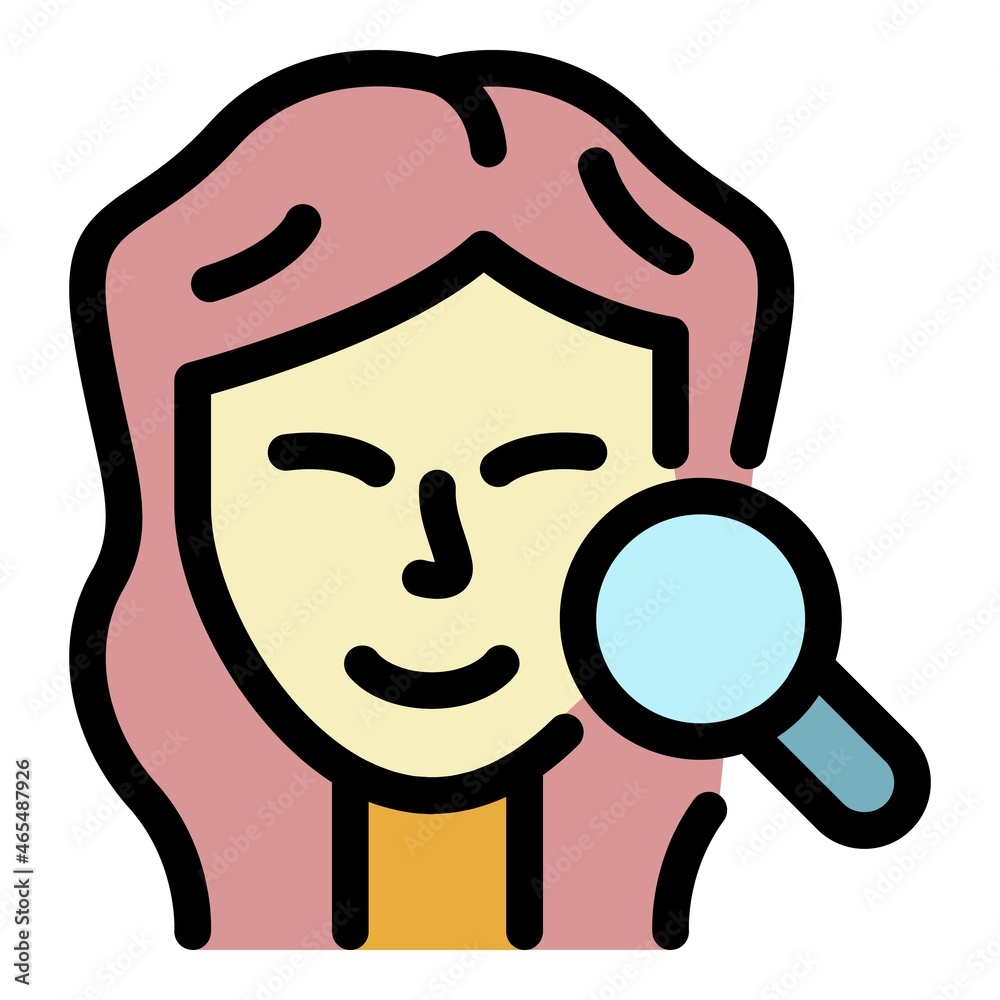 Smiling woman face icon. Outline smiling woman face vector icon color flat isolated Smiling woman face icon. Outline smiling woman face vector icon color flat isolated