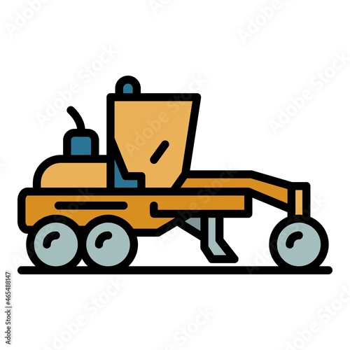 Tractor grader machine icon. Outline tractor grader machine vector icon color flat isolated