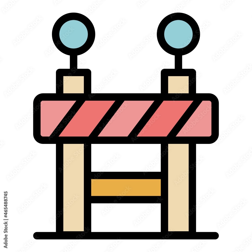 Road barrier icon. Outline road barrier vector icon color flat isolated Road barrier icon. Outline road barrier vector icon color flat isolated