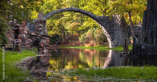 Rakotzbrücke Teufelsbrücke Kromlau, Sachsen, Germany.	