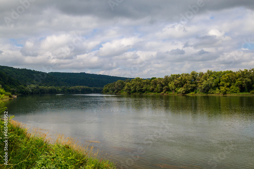 Wide river. Eastern european background with copy space for text or lettering. Ideal for fishing and rafting. photo
