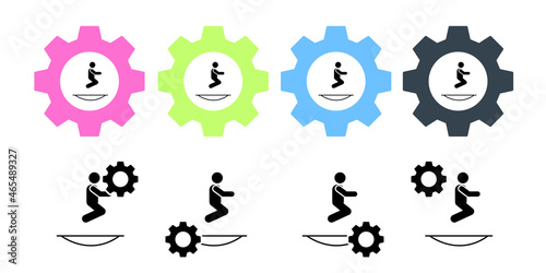 Man trampoline jump vector icon in gear set illustration for ui and ux, website or mobile application