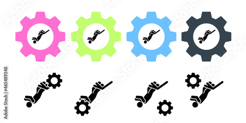Man adventure bungee jumping vector icon in gear set illustration for ui and ux  website or mobile application