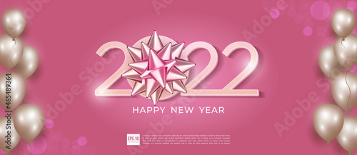 Happy new year 2022 modern pink style illustration