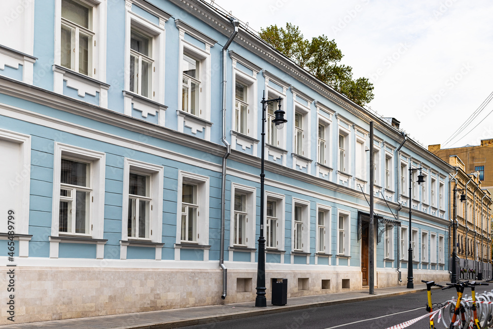 old apartment house on Malyy Kiselnyy pereulok 8 in Moscow city. The House of the Fonvizin brothers was built in the late 18th - early 19th centuries