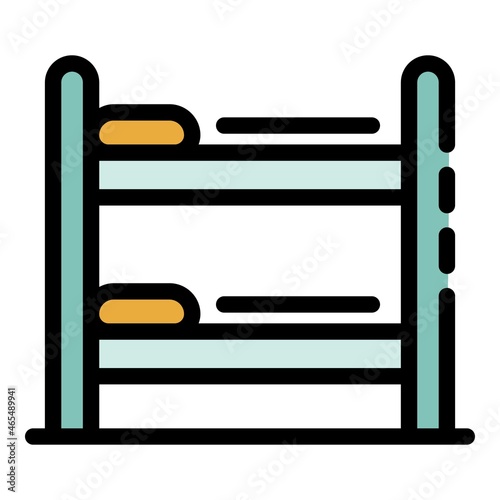 Bunk bed icon. Outline bunk bed vector icon color flat isolated