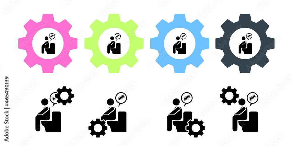 Constipation, diarrhea vector icon in gear set illustration for ui and ux, website or mobile application Constipation, diarrhea vector icon in gear set illustration for ui and ux, website or mobile application