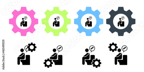 Constipation, diarrhea vector icon in gear set illustration for ui and ux, website or mobile application