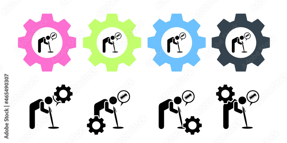 Vomit, man, puke vector icon in gear set illustration for ui and ux, website or mobile application
