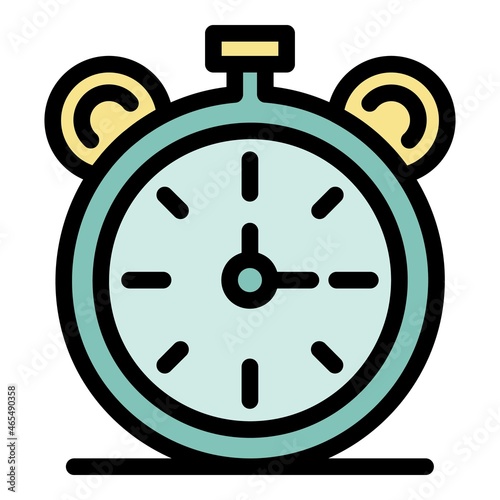 Alarm clock icon. Outline alarm clock vector icon color flat isolated