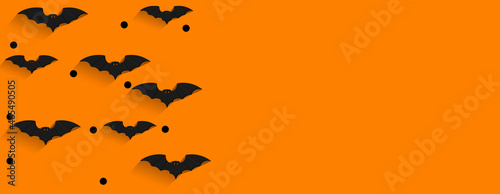 Happy Halloween banner. Isolated bat design with copy space