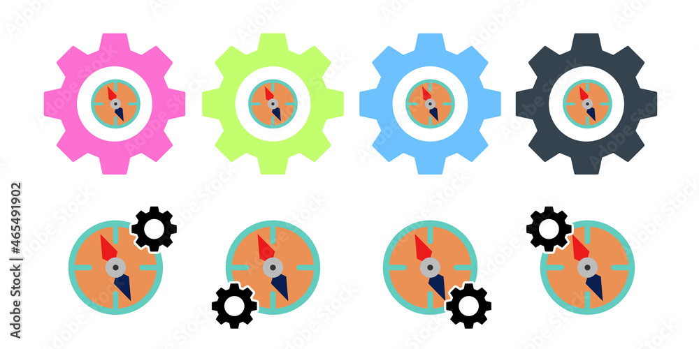 Compass, gps, cursor vector icon in gear set illustration for ui and ux, website or mobile application Compass, gps, cursor vector icon in gear set illustration for ui and ux, website or mobile application