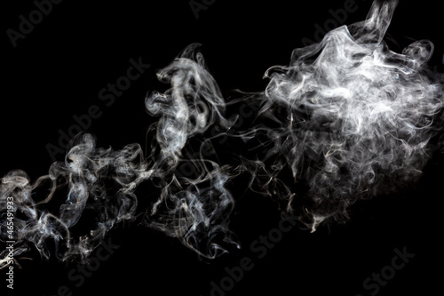 Smoke isolated on black background.