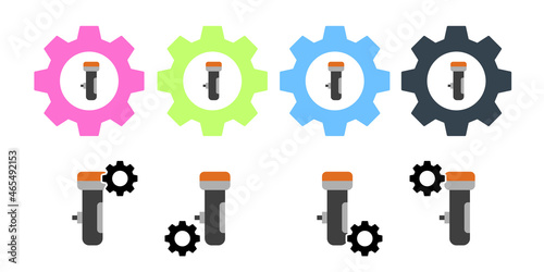Flashlight, torch vector icon in gear set illustration for ui and ux, website or mobile application