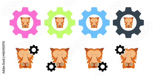Lion, animal, wildlife vector icon in gear set illustration for ui and ux, website or mobile application
