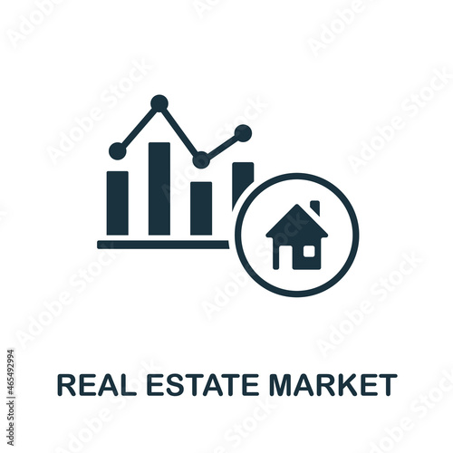 Real Estate Market icon. Monochrome sign from market economy collection. Creative Real Estate Market icon illustration for web design, infographics and more