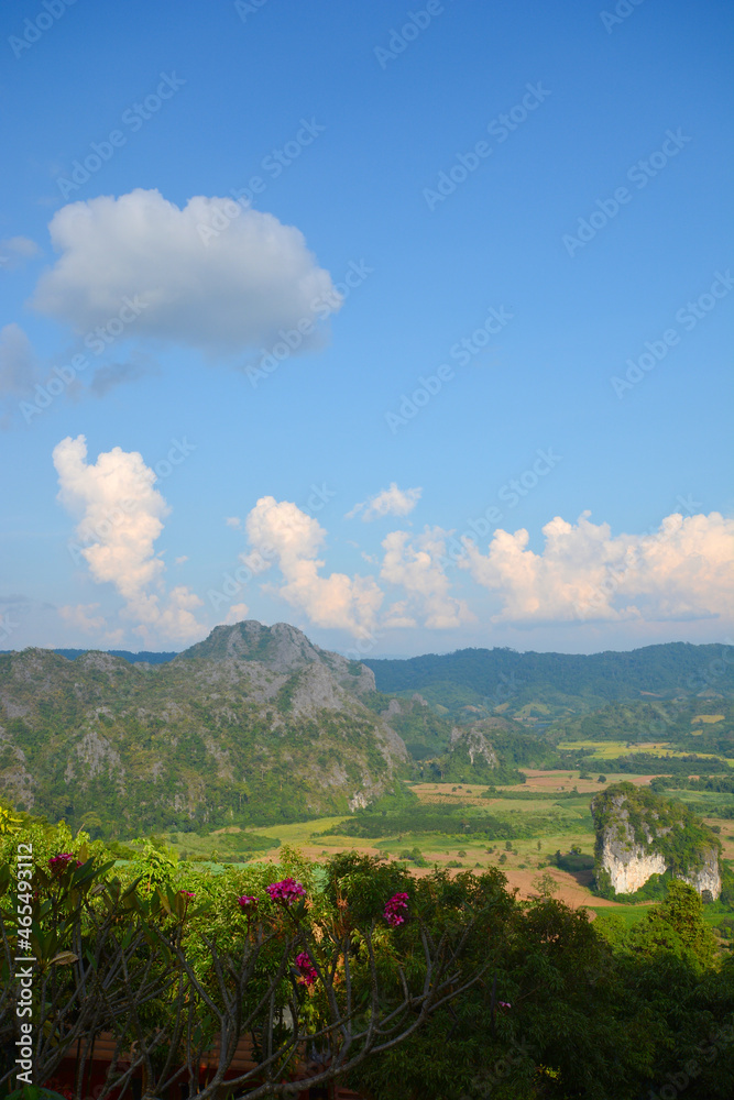 Beautiful background view of mountain and sky with clear sky and white cloud at Phu Langka National Park, Payao Province, Thailand. Beautiful background view of mountain and sky with clear sky and white cloud at Phu Langka National Park, Payao Province, Thailand.