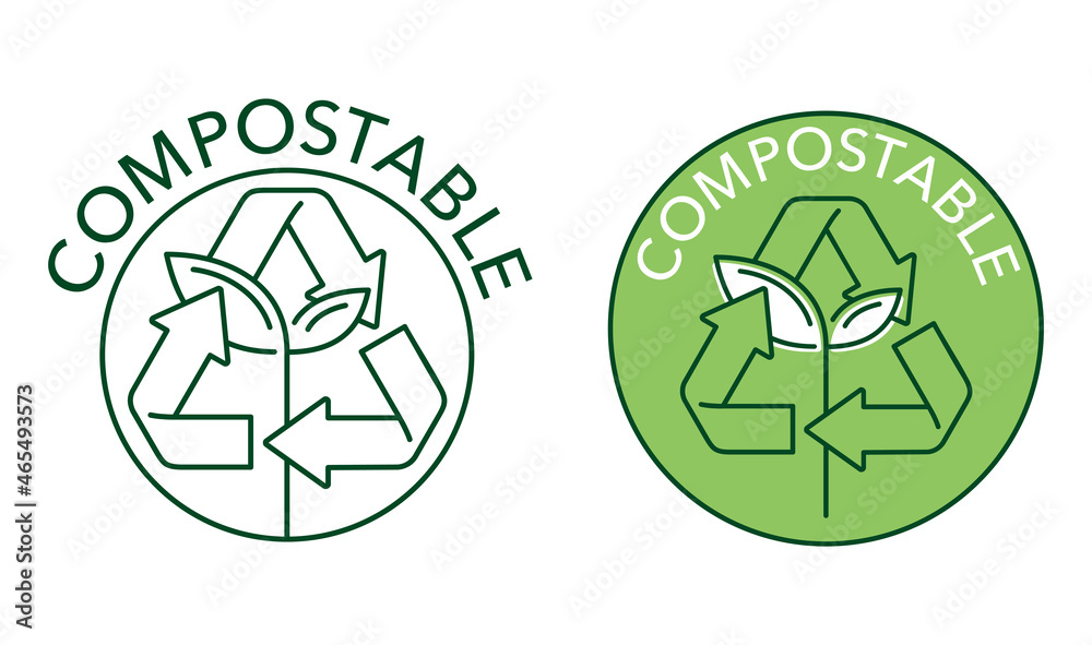 Compostable, Recyclable stamp - biodegradable Compostable, Recyclable stamp - biodegradable