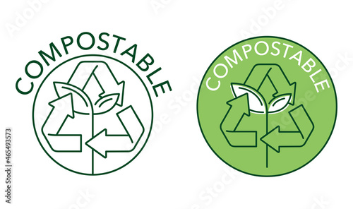 Compostable, Recyclable stamp - biodegradable
