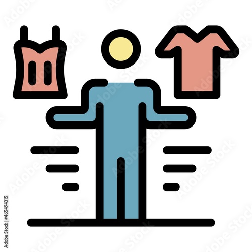 Clothes choose icon. Outline clothes choose vector icon color flat isolated