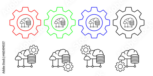 Cloud computing vector icon in gear set illustration for ui and ux, website or mobile application
