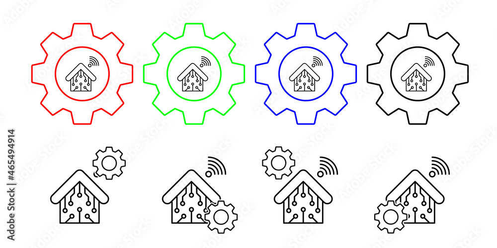 Home connection demotics vector icon in gear set illustration for ui and ux, website or mobile application