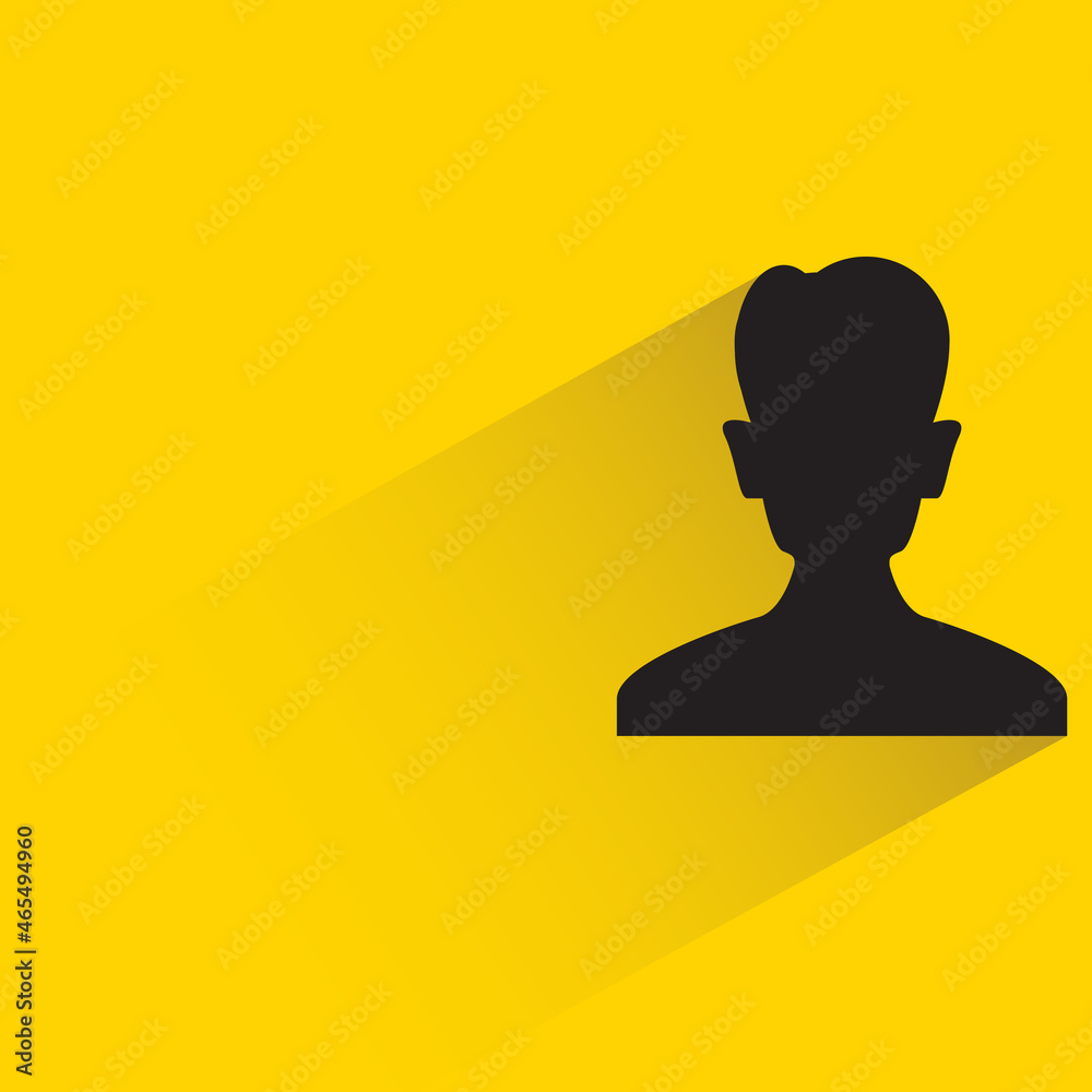silhouette male face with drop shadow on yellow background silhouette male face with drop shadow on yellow background