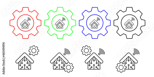 Home connection demotics vector icon in gear set illustration for ui and ux, website or mobile application