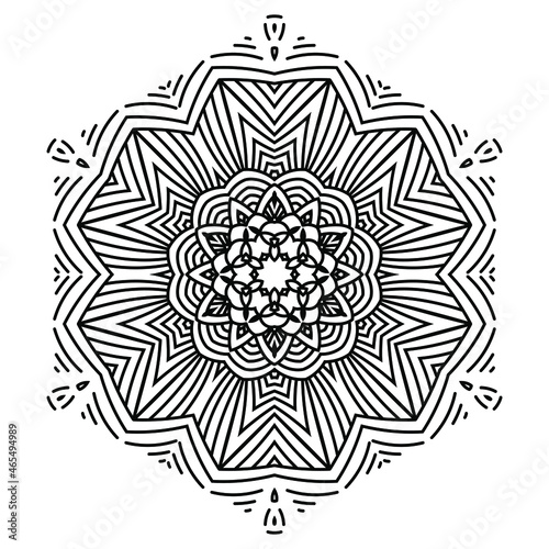 Table and floor inlay pattern. Abstract ornament with many details and geometry elements in form of mandala. Vector illustration for coloring book, henna, mehndi, decoration