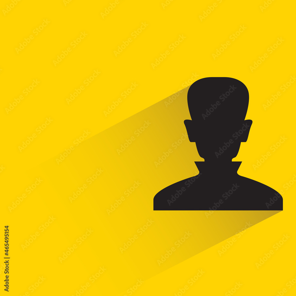 silhouette male face with drop shadow on yellow background silhouette male face with drop shadow on yellow background