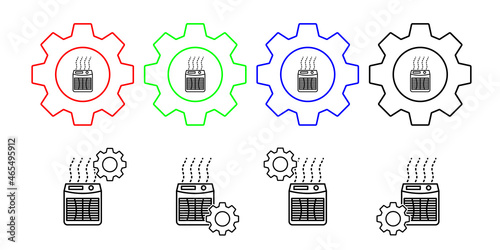 Air pollution, electronics vector icon in gear set illustration for ui and ux, website or mobile application