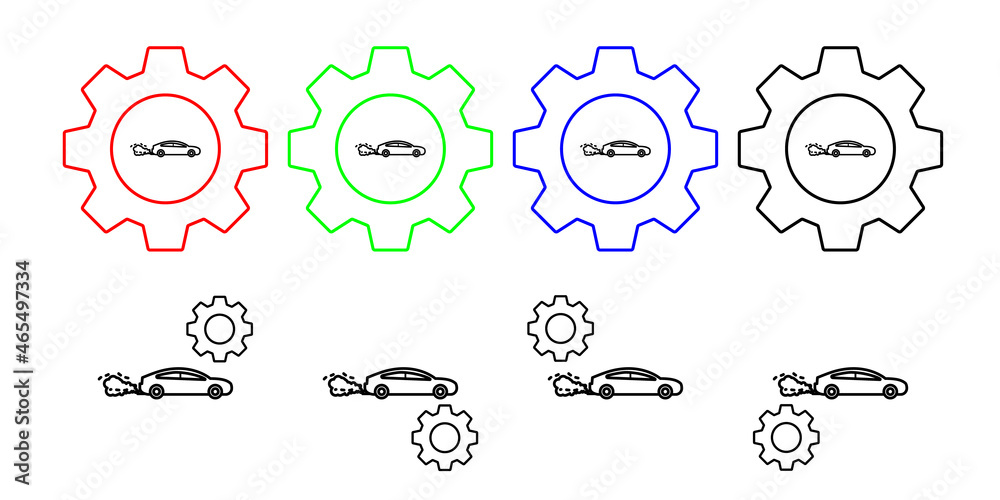 Air pollution, car vector icon in gear set illustration for ui and ux, website or mobile application Air pollution, car vector icon in gear set illustration for ui and ux, website or mobile application