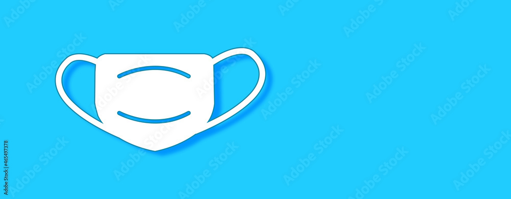 Covid mask Concept on blue background. Horizontal web banner with copy space, template. Covid mask Concept on blue background. Horizontal web banner with copy space, template.