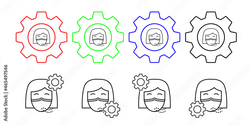 Air pollution, mask vector icon in gear set illustration for ui and ux, website or mobile application Air pollution, mask vector icon in gear set illustration for ui and ux, website or mobile application