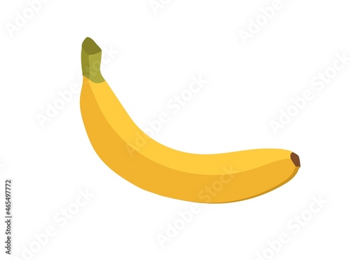 Fresh banana fruit in peel. Sweet vitamin food icon. Natural tropical dessert. Whole exotic ripe banan in skin. Colored flat vector illustration isolated on white background