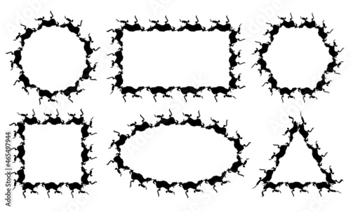 Set of grunge frames.Textured vector broken borders. Rough scratched wreath. Templates for postcard,logo,invintation,text.