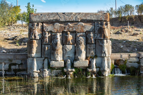 The Hittite spring sanctuary of Eflatun Pinar lies about 100 kilometres west of Konya close to the lake of Beysehir in a hilly, quite arid landscape. photo